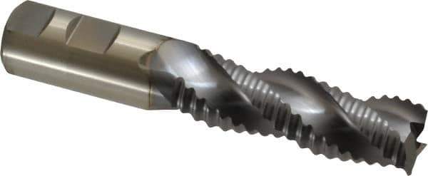 Niagara Cutter - 1" Diam, Coarse Pitch, 3" LOC, 3 Flute Cobalt Roughing Square End Mill - TiCN Finish, 5-1/2" OAL, 1" Shank Diam, Single End, Centercutting, 36° Helix - USA Tool & Supply