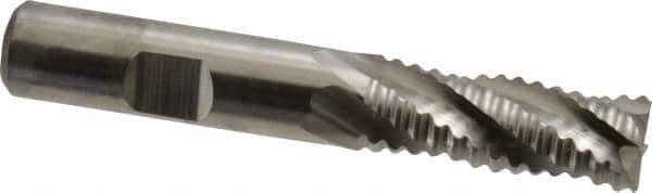Niagara Cutter - 1/2" Diam, Coarse Pitch, 1-1/4" LOC, 4 Flute Cobalt Roughing Square End Mill - Uncoated, 3-1/4" OAL, 1/2" Shank Diam, Single End, Centercutting, 30° Helix - USA Tool & Supply