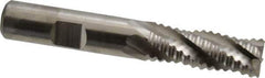 Niagara Cutter - 1/2" Diam, Coarse Pitch, 1-1/4" LOC, 4 Flute Cobalt Roughing Square End Mill - Uncoated, 3-1/4" OAL, 1/2" Shank Diam, Single End, Centercutting, 30° Helix - USA Tool & Supply