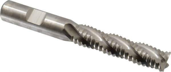 Niagara Cutter - 1/2" Diam, Coarse Pitch, 2" LOC, 4 Flute Cobalt Roughing Square End Mill - Uncoated, 4" OAL, 1/2" Shank Diam, Single End, Centercutting, 30° Helix - USA Tool & Supply