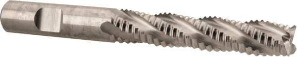 Niagara Cutter - 1/2" Diam, Coarse Pitch, 2-1/2" LOC, 4 Flute Cobalt Roughing Square End Mill - Uncoated, 4-1/2" OAL, 1/2" Shank Diam, Single End, Centercutting, 30° Helix - USA Tool & Supply