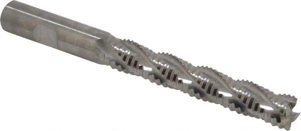 Niagara Cutter - 1/2" Diam, Coarse Pitch, 3" LOC, 4 Flute Cobalt Roughing Square End Mill - Uncoated, 5" OAL, 1/2" Shank Diam, Single End, Centercutting, 30° Helix - USA Tool & Supply
