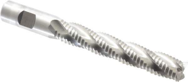 Niagara Cutter - 3/4" Diam, Coarse Pitch, 4-1/8" LOC, 4 Flute Cobalt Roughing Square End Mill - Uncoated, 6-3/8" OAL, 3/4" Shank Diam, Single End, Centercutting, 30° Helix - USA Tool & Supply