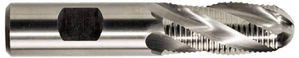 Niagara Cutter - 3/4" Diam, Coarse Pitch, 1-5/8" LOC, 4 Flute Cobalt Roughing Ball End Mill - Uncoated, 3-7/8" OAL, 3/4" Shank Diam, Single End, Centercutting - USA Tool & Supply