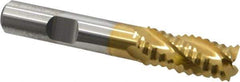 Niagara Cutter - 7/16" Diam, Coarse Pitch, 1" LOC, 4 Flute Cobalt Roughing Square End Mill - TiN Finish, 2-11/16" OAL, 3/8" Shank Diam, Single End, 30° Helix - USA Tool & Supply