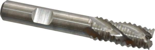 Niagara Cutter - 7/16" Diam, Coarse Pitch, 1" LOC, 4 Flute Cobalt Roughing Square End Mill - Uncoated, 2-11/16" OAL, 3/8" Shank Diam, Single End, 30° Helix - USA Tool & Supply