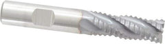 Niagara Cutter - 1/2" Diam, Coarse Pitch, 1-1/4" LOC, 4 Flute Cobalt Roughing Square End Mill - TiCN Finish, 3-1/4" OAL, 1/2" Shank Diam, Single End, 30° Helix - USA Tool & Supply