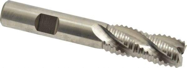 Niagara Cutter - 9/16" Diam, Coarse Pitch, 1-3/8" LOC, 4 Flute Cobalt Roughing Square End Mill - Uncoated, 3-3/8" OAL, 1/2" Shank Diam, Single End, 30° Helix - USA Tool & Supply
