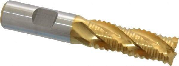 Niagara Cutter - 5/8" Diam, Coarse Pitch, 1-5/8" LOC, 4 Flute Cobalt Roughing Square End Mill - TiN Finish, 3-3/4" OAL, 5/8" Shank Diam, Single End, 30° Helix - USA Tool & Supply