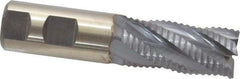 Niagara Cutter - 1" Diam, Coarse Pitch, 2" LOC, 5 Flute Cobalt Roughing Square End Mill - TiCN Finish, 4-1/2" OAL, 1" Shank Diam, Single End, 30° Helix - USA Tool & Supply