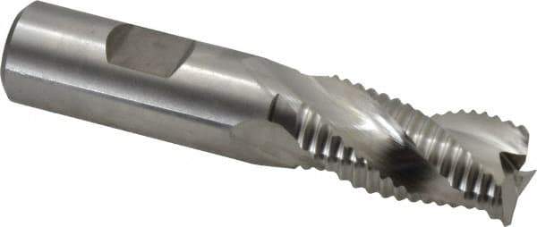 Niagara Cutter - 3/4" Diam, Coarse Pitch, 1-1/2" LOC, 3 Flute Cobalt Roughing Square End Mill - Uncoated, 3-3/4" OAL, 3/4" Shank Diam, Single End, Centercutting, 36° Helix - USA Tool & Supply