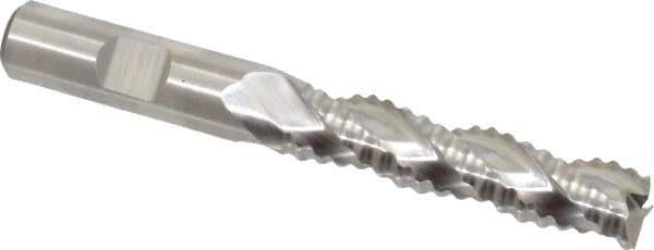 Niagara Cutter - 1/2" Diam, Coarse Pitch, 2" LOC, 3 Flute Cobalt Roughing Square End Mill - Uncoated, 4" OAL, 1/2" Shank Diam, Single End, Centercutting, 36° Helix - USA Tool & Supply