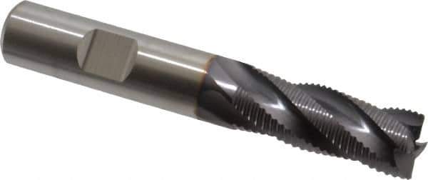 Niagara Cutter - 1/2" Diam, Fine Pitch, 1-1/4" LOC, 4 Flute Cobalt Roughing Square End Mill - TiAlN Finish, 3-1/4" OAL, 1/2" Shank Diam, Single End, 30° Helix - USA Tool & Supply
