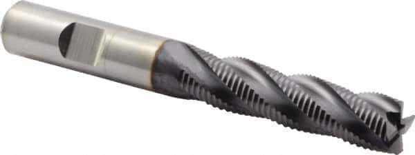 Niagara Cutter - 1/2" Diam, Fine Pitch, 2" LOC, 4 Flute Cobalt Roughing Square End Mill - TiAlN Finish, 4" OAL, 1/2" Shank Diam, Single End, 30° Helix - USA Tool & Supply