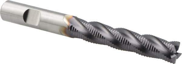 Niagara Cutter - 1/2" Diam, Fine Pitch, 2-1/2" LOC, 4 Flute Cobalt Roughing Square End Mill - TiAlN Finish, 4-1/2" OAL, 1/2" Shank Diam, Single End, 30° Helix - USA Tool & Supply