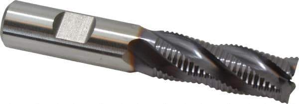 Niagara Cutter - 5/8" Diam, Fine Pitch, 1-5/8" LOC, 4 Flute Cobalt Roughing Square End Mill - TiAlN Finish, 3-3/4" OAL, 5/8" Shank Diam, Single End, 30° Helix - USA Tool & Supply