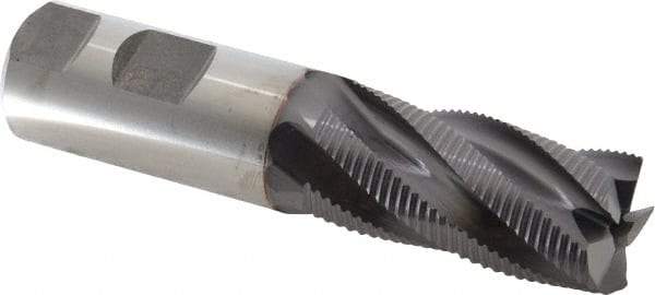 Niagara Cutter - 1" Diam, Fine Pitch, 2" LOC, 5 Flute Cobalt Roughing Square End Mill - TiAlN Finish, 4-1/2" OAL, 1" Shank Diam, Single End, 30° Helix - USA Tool & Supply