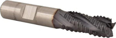 Niagara Cutter - 1/2" Diam, Coarse Pitch, 1" LOC, 4 Flute Cobalt Roughing Square End Mill - TiCN Finish, 3" OAL, 1/2" Shank Diam, Single End, 30° Helix - USA Tool & Supply