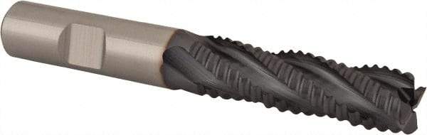 Niagara Cutter - 1/2" Diam, Coarse Pitch, 1-5/8" LOC, 4 Flute Cobalt Roughing Square End Mill - TiCN Finish, 3-5/8" OAL, 1/2" Shank Diam, Single End, 30° Helix - USA Tool & Supply