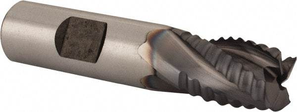 Niagara Cutter - 5/8" Diam, Coarse Pitch, 3/4" LOC, 4 Flute Cobalt Roughing Square End Mill - TiCN Finish, 2-7/8" OAL, 5/8" Shank Diam, Single End, 30° Helix - USA Tool & Supply