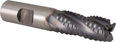 Niagara Cutter - 5/8" Diam, Coarse Pitch, 1-1/4" LOC, 4 Flute Cobalt Roughing Square End Mill - TiCN Finish, 3-3/8" OAL, 5/8" Shank Diam, Single End, 30° Helix - USA Tool & Supply