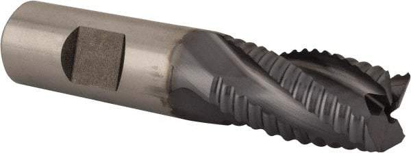 Niagara Cutter - 3/4" Diam, Coarse Pitch, 1-1/4" LOC, 4 Flute Cobalt Roughing Square End Mill - TiCN Finish, 3-1/2" OAL, 3/4" Shank Diam, Single End, 30° Helix - USA Tool & Supply