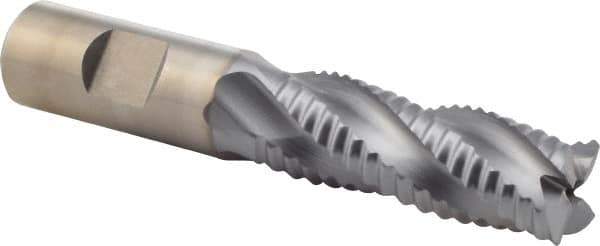 Niagara Cutter - 3/4" Diam, Coarse Pitch, 2" LOC, 4 Flute Cobalt Roughing Square End Mill - TiCN Finish, 4-1/4" OAL, 3/4" Shank Diam, Single End, 30° Helix - USA Tool & Supply