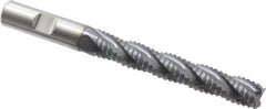 Niagara Cutter - 1/2" Diam, Coarse Pitch, 3" LOC, 4 Flute Cobalt Roughing Square End Mill - TiCN Finish, 5" OAL, 1/2" Shank Diam, Single End, Centercutting, 30° Helix - USA Tool & Supply