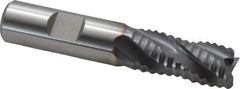 Niagara Cutter - 5/8" Diam, Coarse Pitch, 1-1/4" LOC, 4 Flute Cobalt Roughing Square End Mill - TiCN Finish, 3-3/8" OAL, 5/8" Shank Diam, Single End, Centercutting, 30° Helix - USA Tool & Supply