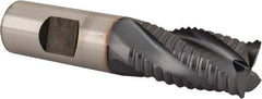 Niagara Cutter - 3/4" Diam, Coarse Pitch, 1-1/4" LOC, 4 Flute Cobalt Roughing Square End Mill - TiCN Finish, 3-1/2" OAL, 3/4" Shank Diam, Single End, Centercutting, 30° Helix - USA Tool & Supply