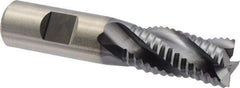 Niagara Cutter - 3/4" Diam, Coarse Pitch, 1-1/2" LOC, 4 Flute Cobalt Roughing Square End Mill - TiCN Finish, 3-3/4" OAL, 3/4" Shank Diam, Single End, Centercutting, 30° Helix - USA Tool & Supply