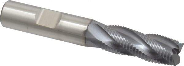 Niagara Cutter - 1/2" Diam, Fine Pitch, 1-1/4" LOC, 4 Flute Cobalt Roughing Square End Mill - TiCN Finish, 3-1/4" OAL, 1/2" Shank Diam, Single End, 30° Helix - USA Tool & Supply
