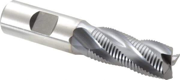 Niagara Cutter - 3/4" Diam, Fine Pitch, 1-5/8" LOC, 4 Flute Cobalt Roughing Square End Mill - TiCN Finish, 3-7/8" OAL, 3/4" Shank Diam, Single End, Centercutting, 30° Helix - USA Tool & Supply