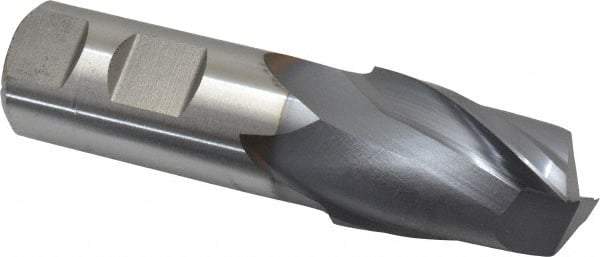 Niagara Cutter - 1-1/8", 1-5/8" LOC, 1" Shank Diam, 4-1/8" OAL, 2 Flute, Cobalt Square End Mill - Single End, TiCN Finish, Spiral Flute, 30° Helix, Centercutting, Right Hand Cut, Right Hand Flute, Series SP205 - USA Tool & Supply