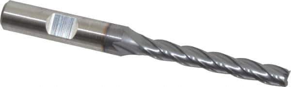 Niagara Cutter - 1/4", 1-3/4" LOC, 3/8" Shank Diam, 3-9/16" OAL, 4 Flute, Cobalt Square End Mill - Single End, TiCN Finish, Spiral Flute, 30° Helix, Centercutting, Right Hand Cut, Right Hand Flute, Series SPC408 - USA Tool & Supply