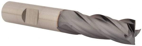 Niagara Cutter - 1/2", 1-1/4" LOC, 1/2" Shank Diam, 3-1/4" OAL, 4 Flute, Cobalt Square End Mill - Single End, TiCN Finish, Spiral Flute, 30° Helix, Centercutting, Right Hand Cut, Right Hand Flute, Series SPC408 - USA Tool & Supply