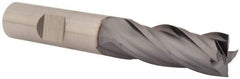 Niagara Cutter - 1/2", 1-1/4" LOC, 1/2" Shank Diam, 3-1/4" OAL, 4 Flute, Cobalt Square End Mill - Single End, TiCN Finish, Spiral Flute, 30° Helix, Centercutting, Right Hand Cut, Right Hand Flute, Series SPC408 - USA Tool & Supply