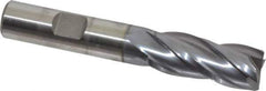 Niagara Cutter - 9/16", 1-3/8" LOC, 1/2" Shank Diam, 3-3/8" OAL, 4 Flute, Cobalt Square End Mill - Single End, TiCN Finish, Spiral Flute, 30° Helix, Centercutting, Right Hand Cut, Right Hand Flute, Series SPC408 - USA Tool & Supply