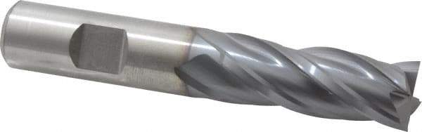 Niagara Cutter - 5/8", 1-5/8" LOC, 5/8" Shank Diam, 3-3/4" OAL, 4 Flute, Cobalt Square End Mill - Single End, TiCN Finish, Spiral Flute, 30° Helix, Centercutting, Right Hand Cut, Right Hand Flute, Series SPC408 - USA Tool & Supply