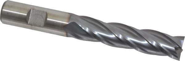 Niagara Cutter - 5/8", 2-1/2" LOC, 5/8" Shank Diam, 4-5/8" OAL, 4 Flute, Cobalt Square End Mill - Single End, TiCN Finish, Spiral Flute, 30° Helix, Centercutting, Right Hand Cut, Right Hand Flute, Series SPC408 - USA Tool & Supply