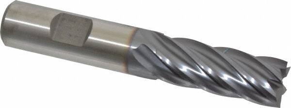 Niagara Cutter - 5/8", 1-5/8" LOC, 5/8" Shank Diam, 3-3/4" OAL, 6 Flute, Cobalt Square End Mill - Single End, TiCN Finish, Spiral Flute, 30° Helix, Centercutting, Right Hand Cut, Right Hand Flute, Series SPC408 - USA Tool & Supply