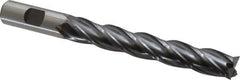 Niagara Cutter - 5/8", 4" LOC, 5/8" Shank Diam, 6-1/8" OAL, 4 Flute, Cobalt Square End Mill - Single End, TiCN Finish, Spiral Flute, 30° Helix, Centercutting, Right Hand Cut, Right Hand Flute, Series SPC408 - USA Tool & Supply