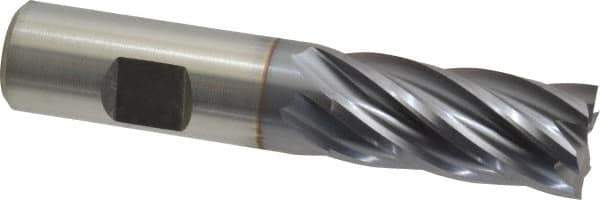 Niagara Cutter - 3/4", 1-5/8" LOC, 3/4" Shank Diam, 3-7/8" OAL, 6 Flute, Cobalt Square End Mill - Single End, TiCN Finish, Spiral Flute, 30° Helix, Centercutting, Right Hand Cut, Right Hand Flute, Series SPC408 - USA Tool & Supply