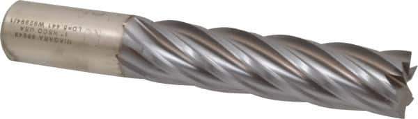 Niagara Cutter - 1", 4" LOC, 1" Shank Diam, 6-1/2" OAL, 6 Flute, Cobalt Square End Mill - Single End, TiCN Finish, Spiral Flute, 30° Helix, Centercutting, Right Hand Cut, Right Hand Flute, Series SPC408 - USA Tool & Supply