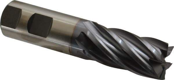 Niagara Cutter - 1", 2" LOC, 1" Shank Diam, 4-1/2" OAL, 6 Flute, Cobalt Square End Mill - Single End, TiCN Finish, Spiral Flute, 30° Helix, Centercutting, Right Hand Cut, Right Hand Flute, Series SPC408 - USA Tool & Supply