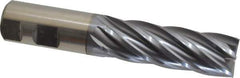 Niagara Cutter - 1", 3" LOC, 1" Shank Diam, 5-1/2" OAL, 6 Flute, Cobalt Square End Mill - Single End, TiCN Finish, Spiral Flute, 30° Helix, Centercutting, Right Hand Cut, Right Hand Flute, Series SPC408 - USA Tool & Supply