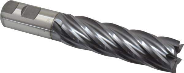 Niagara Cutter - 1-1/8", 4" LOC, 1" Shank Diam, 6-1/2" OAL, 6 Flute, Cobalt Square End Mill - Single End, TiCN Finish, Spiral Flute, 30° Helix, Centercutting, Right Hand Cut, Right Hand Flute, Series SPC408 - USA Tool & Supply