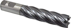 Niagara Cutter - 1-1/8", 4" LOC, 1" Shank Diam, 6-1/2" OAL, 6 Flute, Cobalt Square End Mill - Single End, TiCN Finish, Spiral Flute, 30° Helix, Centercutting, Right Hand Cut, Right Hand Flute, Series SPC408 - USA Tool & Supply