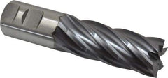 Niagara Cutter - 1-1/4", 3" LOC, 1-1/4" Shank Diam, 5-1/2" OAL, 6 Flute, Cobalt Square End Mill - Single End, TiCN Finish, Spiral Flute, 30° Helix, Centercutting, Right Hand Cut, Right Hand Flute, Series SPC408 - USA Tool & Supply