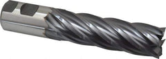 Niagara Cutter - 1-1/4", 4" LOC, 1-1/4" Shank Diam, 6-1/2" OAL, 6 Flute, Cobalt Square End Mill - Single End, TiCN Finish, Spiral Flute, 30° Helix, Centercutting, Right Hand Cut, Right Hand Flute, Series SPC408 - USA Tool & Supply